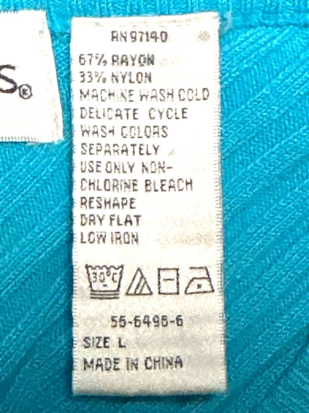 Chadwicks Size L Aqua Blue Ribbed Knit V Neck Sweater Top Coastal Citycore Style - Picture 7 of 8